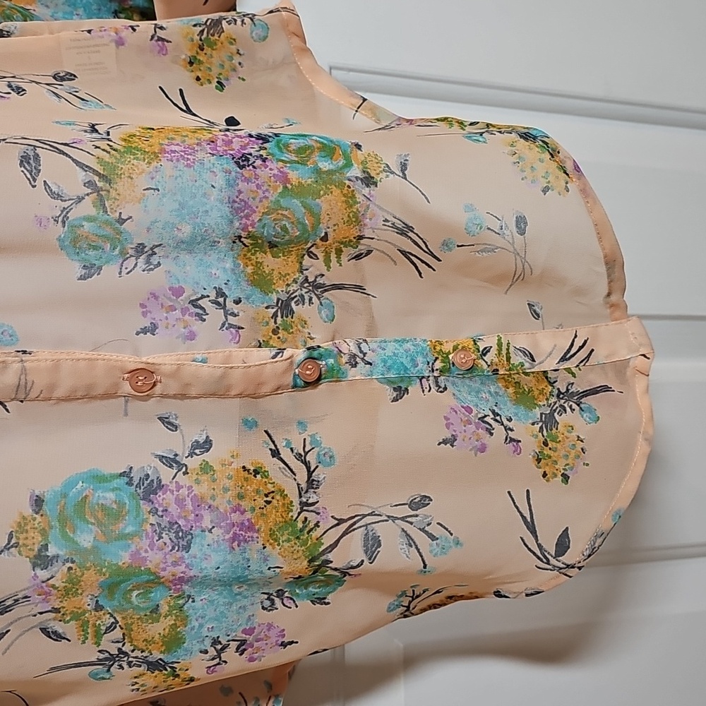 Love, Fire Sheer Multicolor Floral Top - Picture 3 of 12